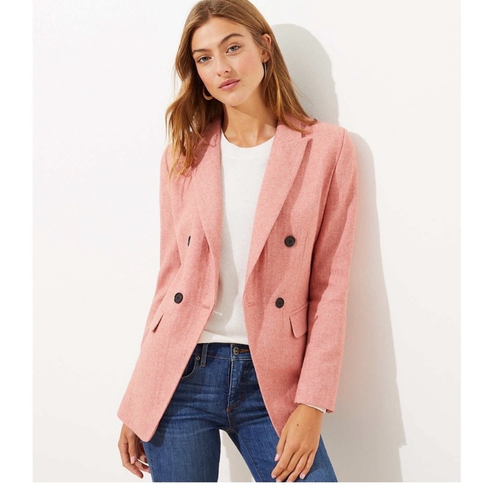LOFT Pink Double-Breasted Blazer